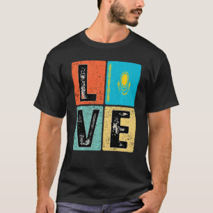 T-shirt Vintage Retro I Love Kazakhstan Drapeau Pour Kazak