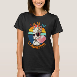 T-shirt Vintage Retro I'm 10 Et Llamazing Llama Sunglasse
