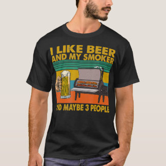 T-shirt Vintage Retro J'Aime Bière Mon Fumeur Bière Drôle