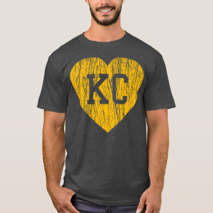 T-shirt Vintage Retro KC Love Yellow Heart Art American