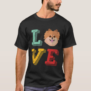 T-shirt Vintage Retro Love Pomeranian mignon Chiot et drôl