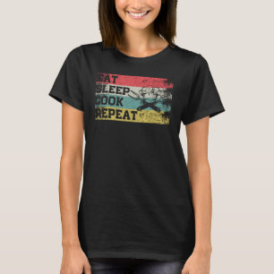 T-shirt Vintage Retro Manger Sleep Cuisiner Répéter Cuisin