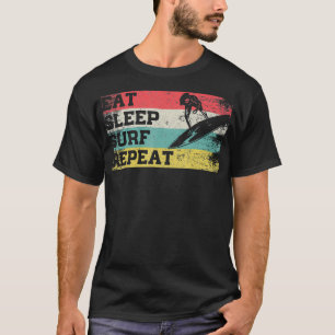 T-shirt Vintage Retro Manger Surf de sommeil Répéter Surfe