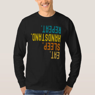 T-shirt Vintage Retro Mangez Sleep Poignée Répétition Gymn