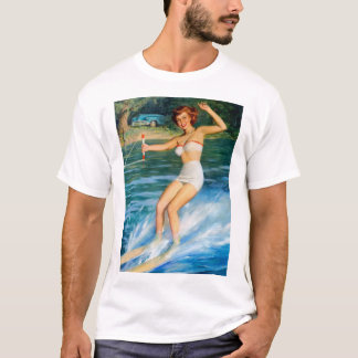 T-shirt Vintage Retro Medcalf Eau Ski Pin-up Girl