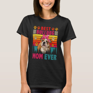 T-shirt Vintage Retro Meilleur Bulldog Maman Jamais mignon