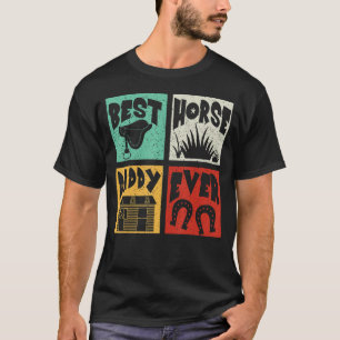 T-shirt Vintage Retro Meilleur Cheval Cute Papa Jamais Fer