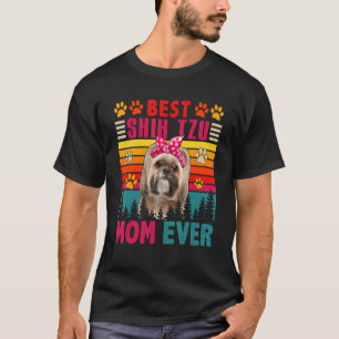 T-shirt Vintage Retro Meilleur Chih Tzu Maman Jamais migno