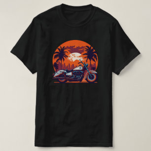 T-shirt Vintage Retro Motorcycle Sunset Biker Classic