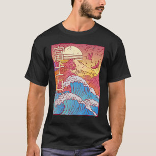 T-shirt Vintage Retro Mount Fuji Waves Vaporwave 90's Aest