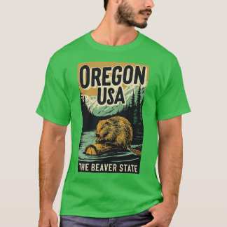 T-shirt Vintage Retro Oregon USA Beaver