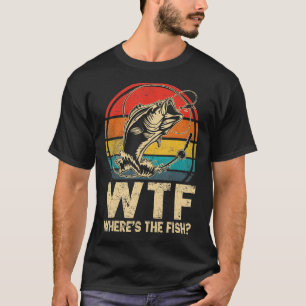 T-shirt Vintage Retro Où est le pêcheur de pêche du poisso