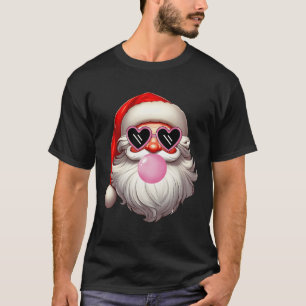 T-shirt Vintage Retro Père Noël de Noël bulle gomme rose C