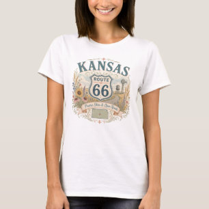 T-shirt Vintage Rétro Prairie Kansas Mother Road 