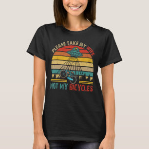 T-shirt Vintage Retro Prendre Ma Femme Pas Mon Vélo Ufo