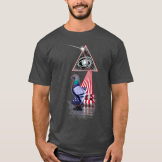 T-shirt Vintage Retro Prisme US Drapeau Pigeon