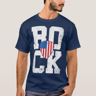 T-shirt Vintage Retro Rock American Flag Musique Onglet de