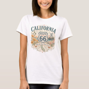 T-shirt Vintage Rétro Route Mère de Californie Rivage
