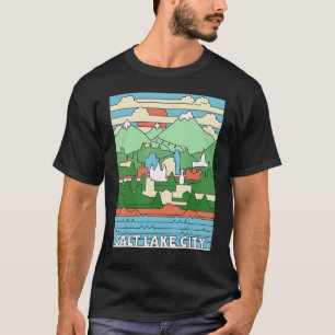 T-shirt Vintage Retro Salt Lake City Utah Art Slc Ut 1
