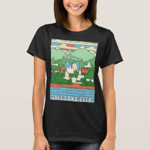 T-shirt Vintage Retro Salt Lake City Utah Art Slc Ut 1