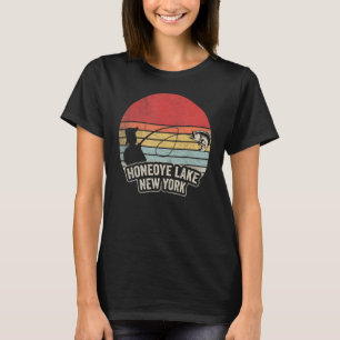 T-shirt Vintage Retro Summer Fishing New York Honeoye Lake