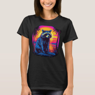 T-shirt Vintage Retrowave Synthwave 80s Vaporwave Raccoon