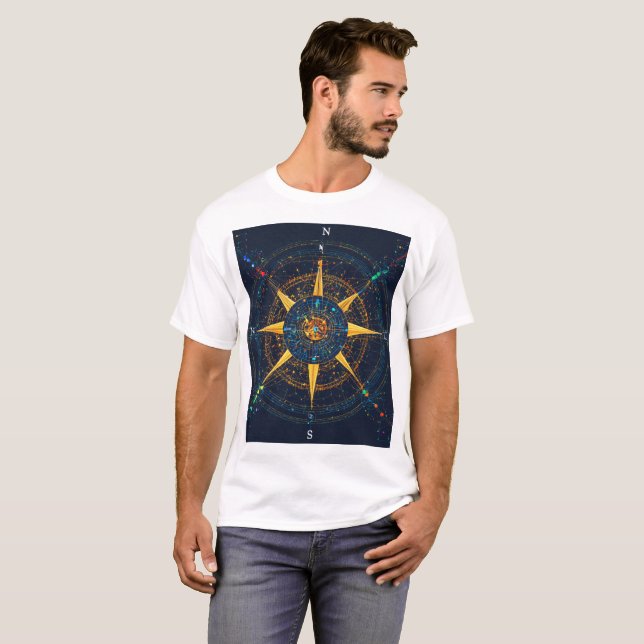 T-shirt vintage Rose de boussole nautique (Devant entier)