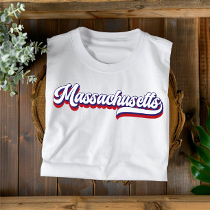 T-shirt vintage rouge, blanc et bleu du Massachuse