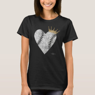 T-shirt Vintage Royal Baseball Heart With Crown