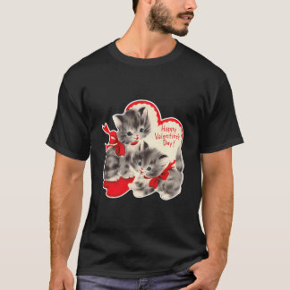 T-shirt Vintage Saint Valentin Chat Kitten Kitty Retro Val