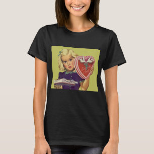 T-shirt Vintage Saint Valentin, Fille au chocolat