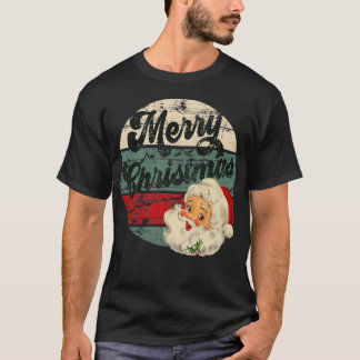 T-shirt Vintage Santa Claus Merry Christmas Face Old Fashi