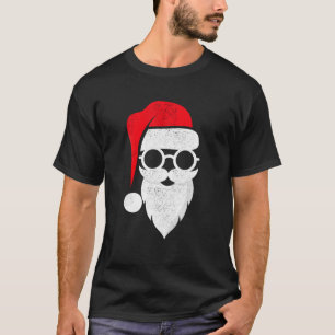 T-shirt Vintage Santa Claus Visage Lunettes de soleil Casq