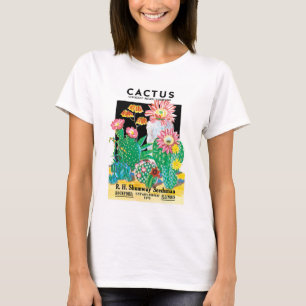 T-shirt Vintage Seed Packet Étiquette Art Desert Cactus Pl