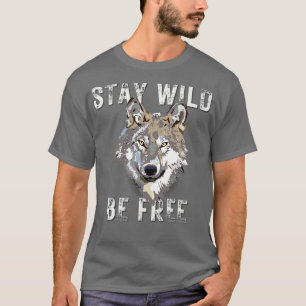 T-shirt Vintage Séjour Sauvage Soyez Libre Loup Animal Nat
