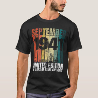 T-shirt Vintage Septembre 1941 Graphique Anniversaire 80 A