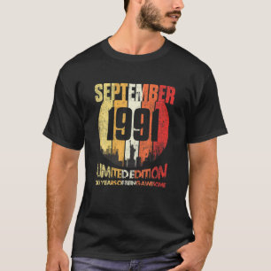 T-shirt Vintage Septembre 1991 Funny 30E Anniversaire 30 A