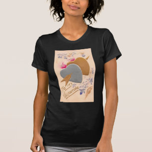 T-shirt Vintage Silver & Gold Hearts Valentine Postcard