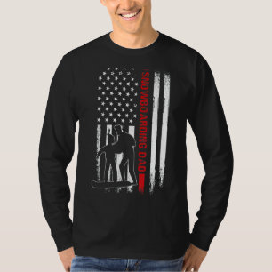 T-shirt Vintage Snowboard Papa Drapeau américain Da