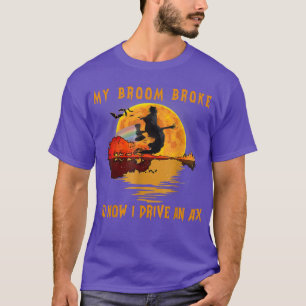 T-shirt Vintage Sorcière Halloween Mon Broom A Cassé Alors