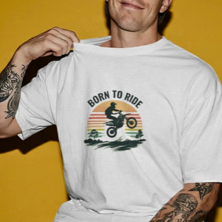 T-shirt Vintage Sunset Dirt Bike Rider Graphic Tee for Bik