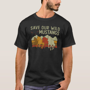 T-shirt Vintage Sunset Horse Animaux sauvages Sauvez notre