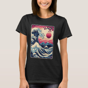 T-shirt Vintage Sunset Nature Lover Surf japonais d'art de