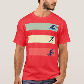T-shirt Vintage Swim Bike Run Triathlon Cadeau