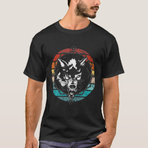 T-shirt Vintage tête de loup gris en colère, Canis Lu géom