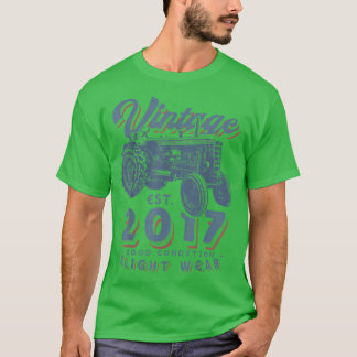 T-shirt Vintage tracteur agricole établi 2017 5e anniversa