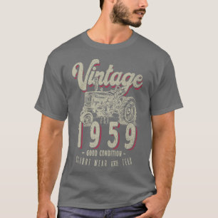 T-shirt Vintage Tractor Farmer Birthday Born In 1959 & Est
