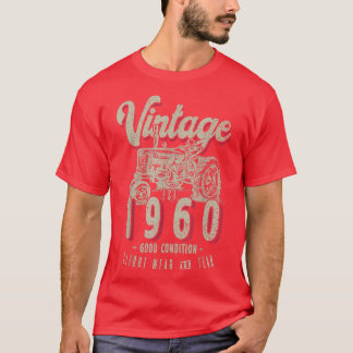 T-shirt Vintage Tractor Farmer Birthday Born In 1960 & Est
