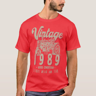 T-shirt Vintage Tractor Farmer Birthday Born In 1989 & Est