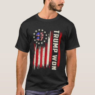 T-shirt Vintage Trump a gagné 45 47 Président Trump Drapea